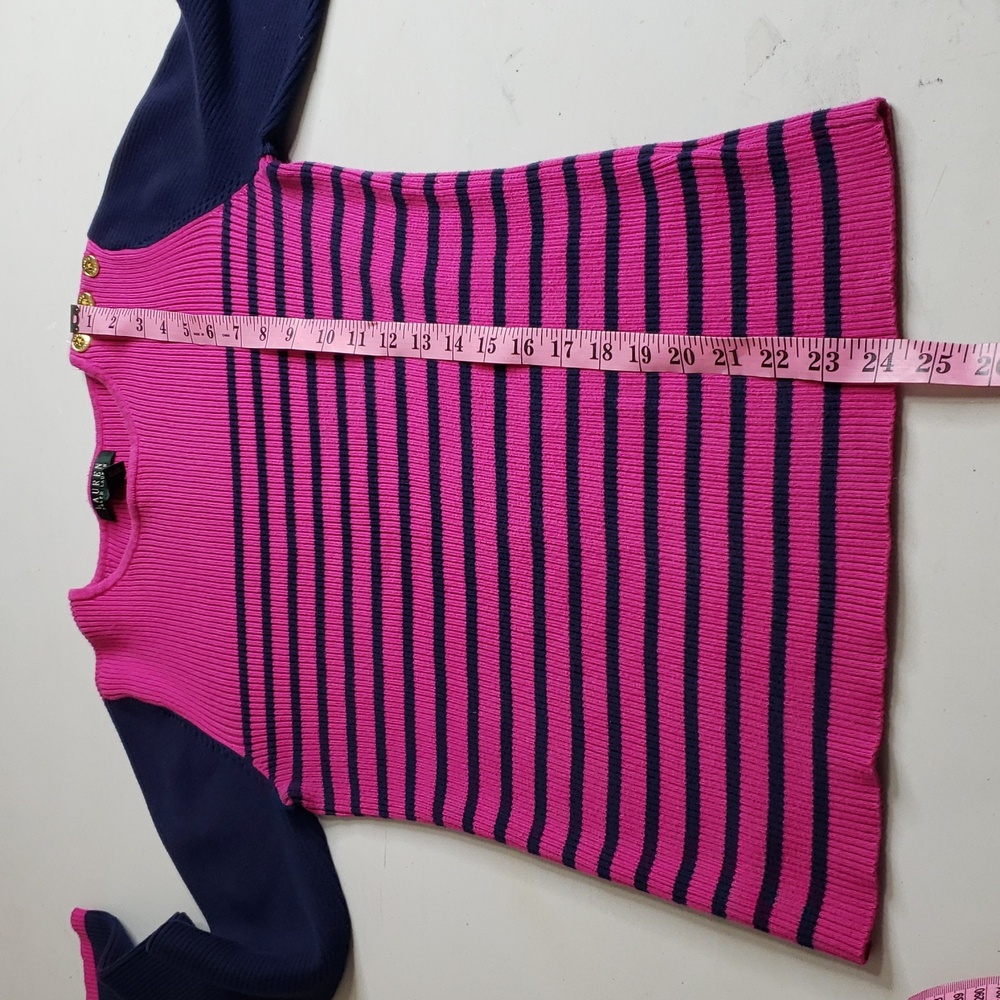 Lauren Ralph Lauren Stripe Cotton Long Sleeves Knit Sweatshirt Size L Preppy - Picture 12 of 15